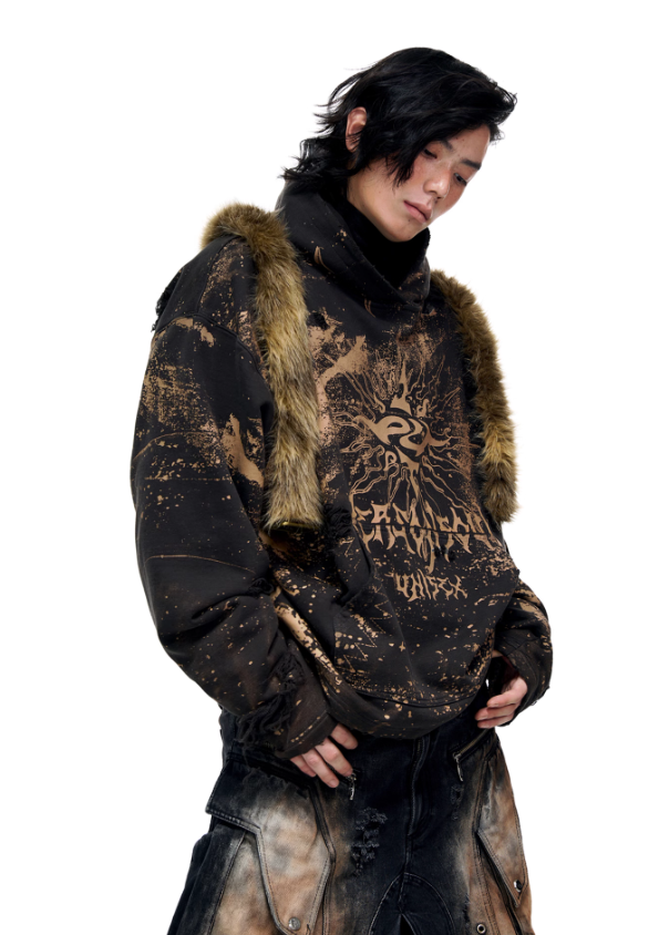 Solar Flare Graphic Destroyed Hoodie