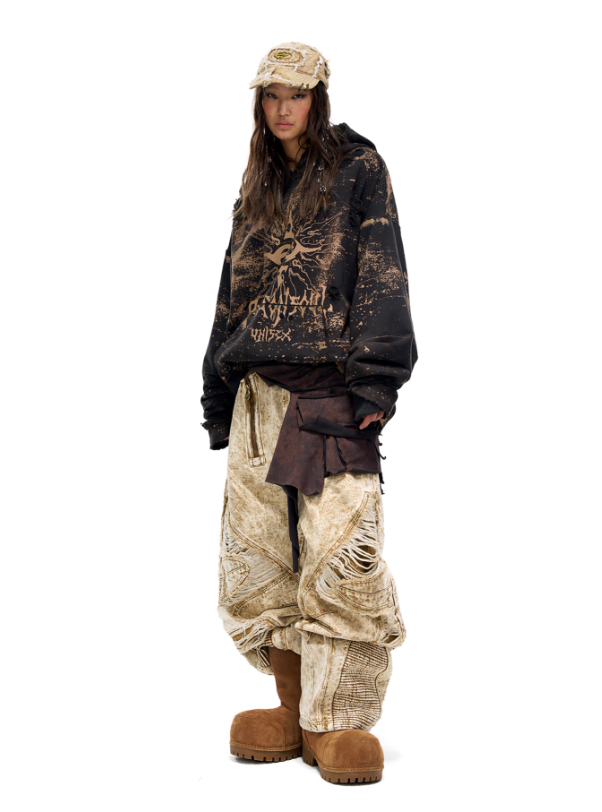 Solar Flare Graphic Destroyed Hoodie