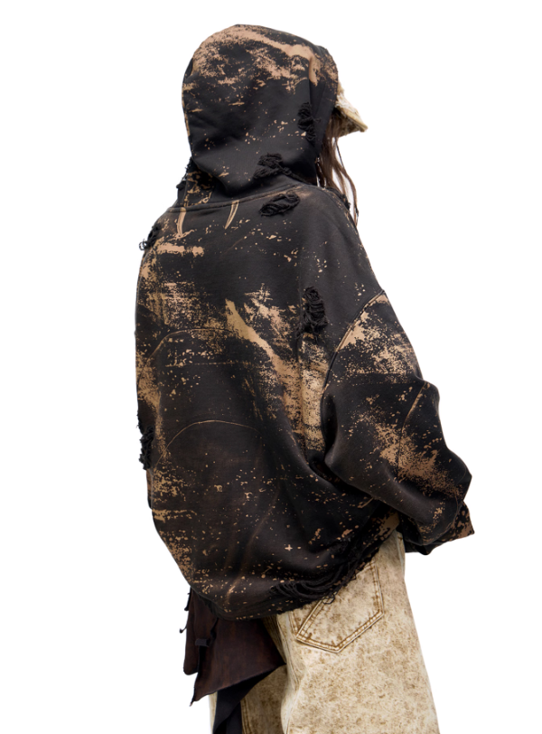 Solar Flare Graphic Destroyed Hoodie