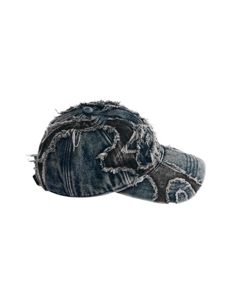Destroyed Patchwork Denim Cap　