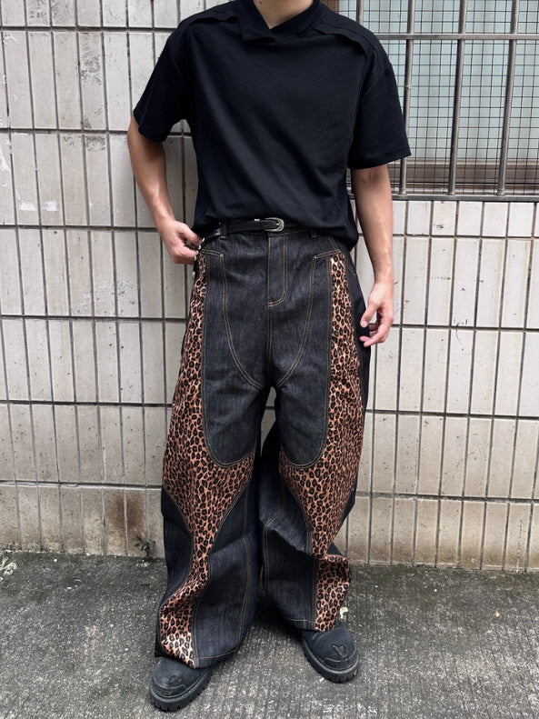Leopard Flame Wide-Leg Denim