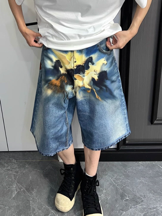 Pegasus Art Denim Shorts