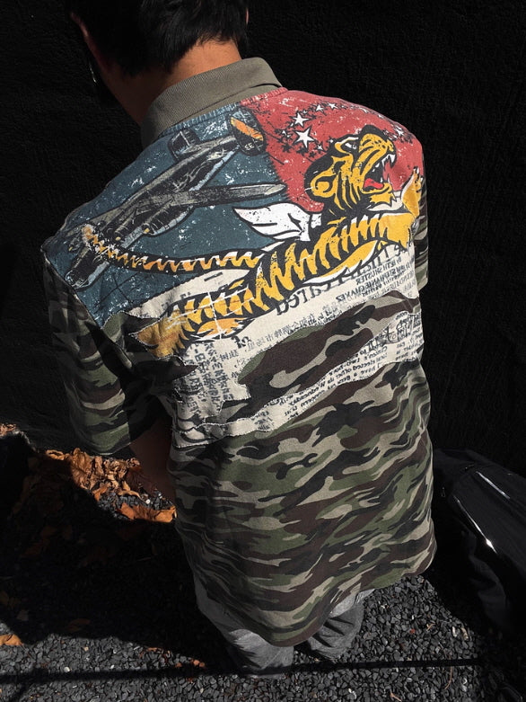 Tiger Back Graphic Camo Polo Shirt