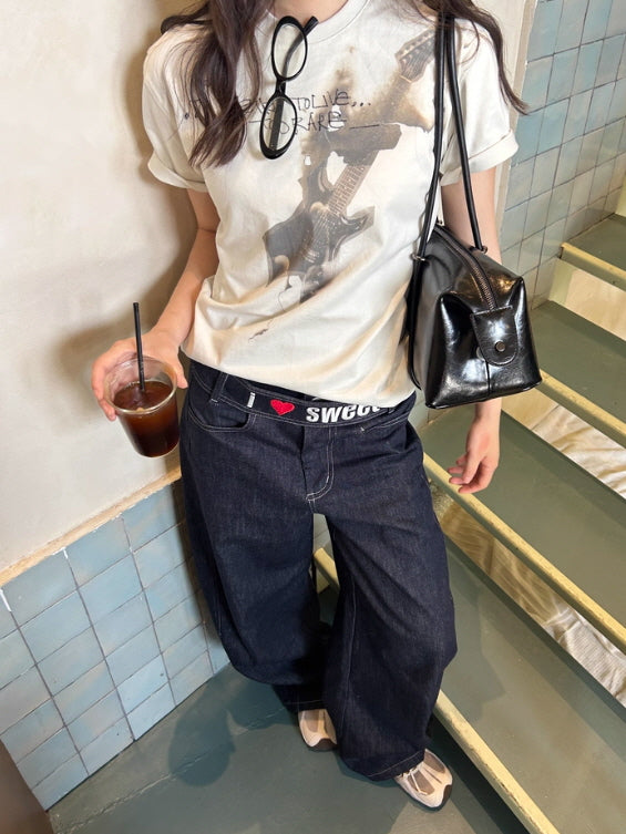 Burnt Guitar Graphic Cotton T-Shirt