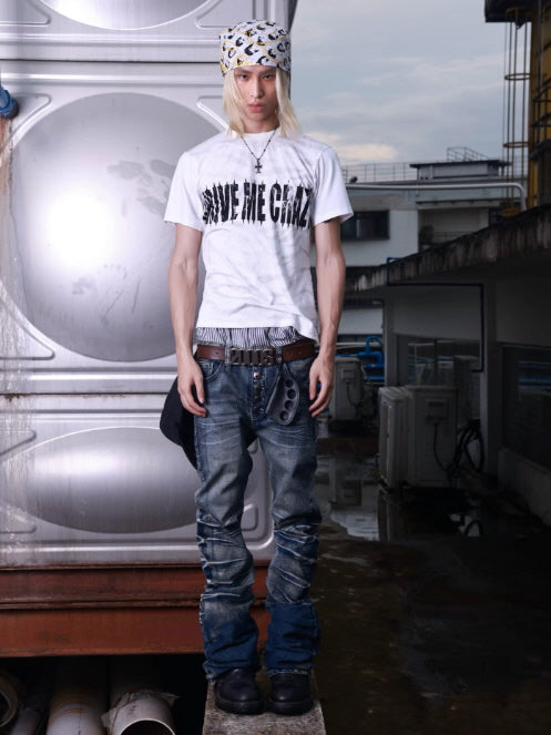 Rippled Cracked Washed Scimitar Pants