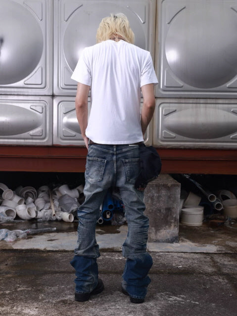 Rippled Cracked Washed Scimitar Pants