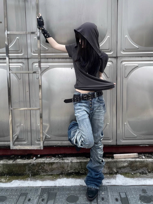 Rippled Cracked Washed Scimitar Pants
