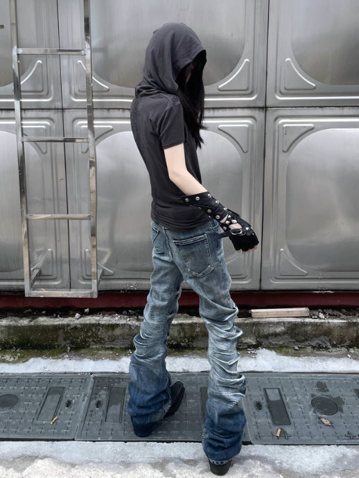 Rippled Cracked Washed Scimitar Pants