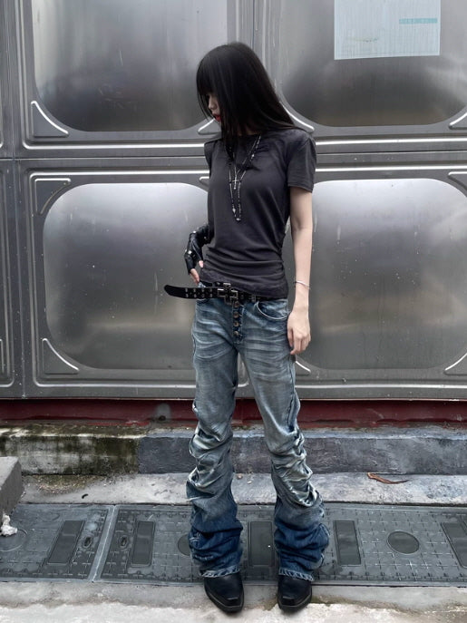 Rippled Cracked Washed Scimitar Pants