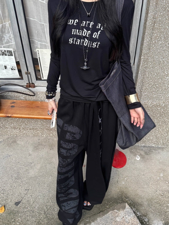 Flight Slogan Boxing Ribbon Flame Sweatpants