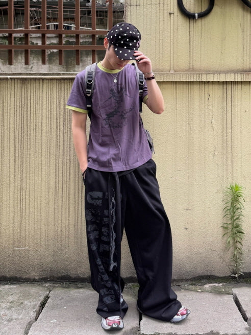 Flight Slogan Boxing Ribbon Flame Sweatpants
