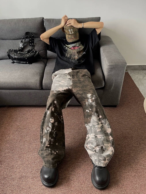 Bleached Camo Wide Leg Pants