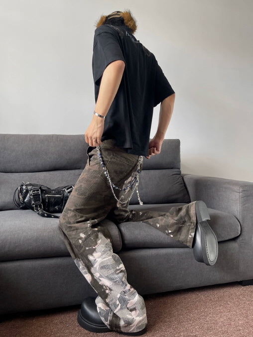 Bleached Camo Wide Leg Pants