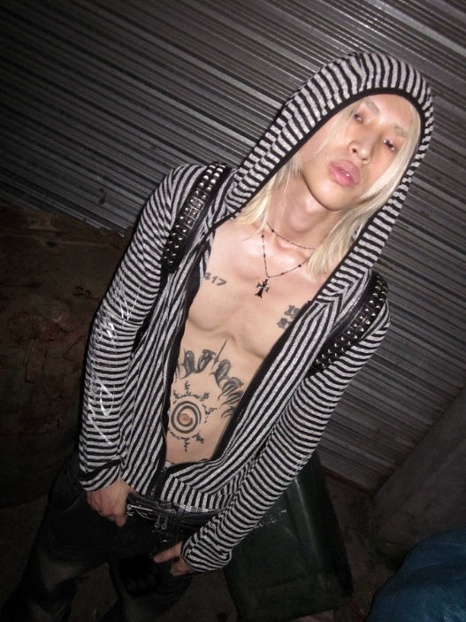 Glitter Stripe Zip-Up Hoodie