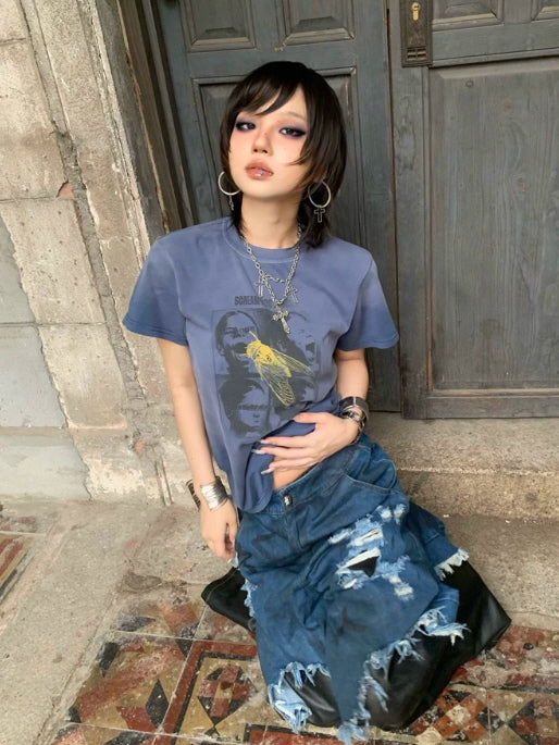 Washed Gradient Blue T-Shirt