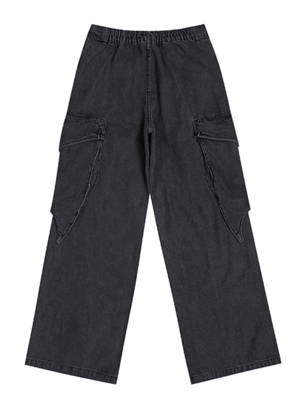 Shadow Stitch Wide-Leg Cargo Denim
