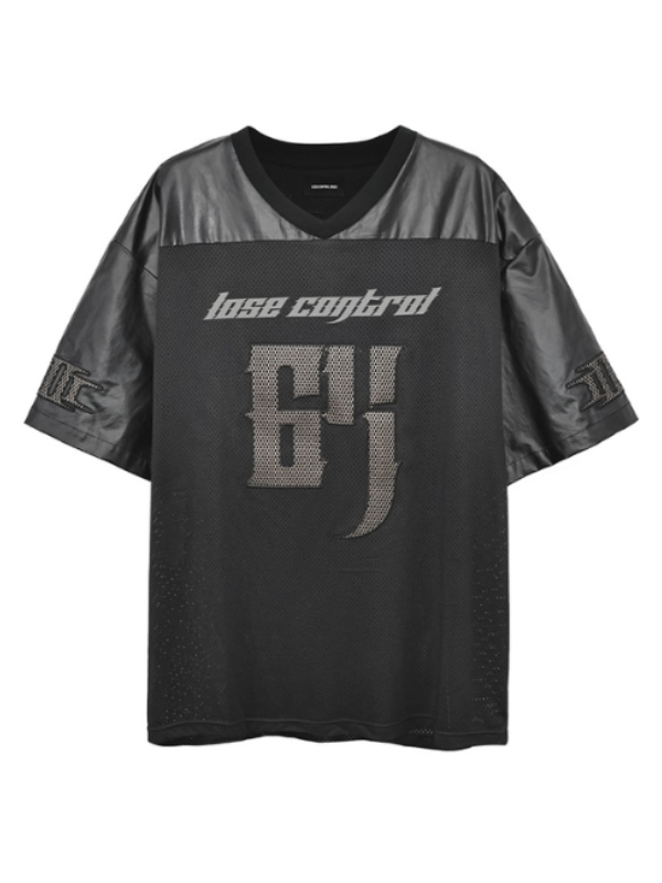Ice-Club Oversized Mesh & Faux Leather Tshirts