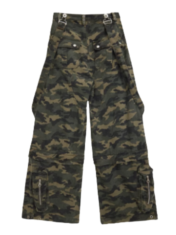 Convertible Camo Wide-Leg Pants