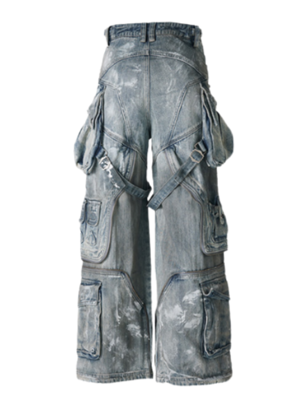 Dystopian Multi-Pocket Tactical Denim Pants