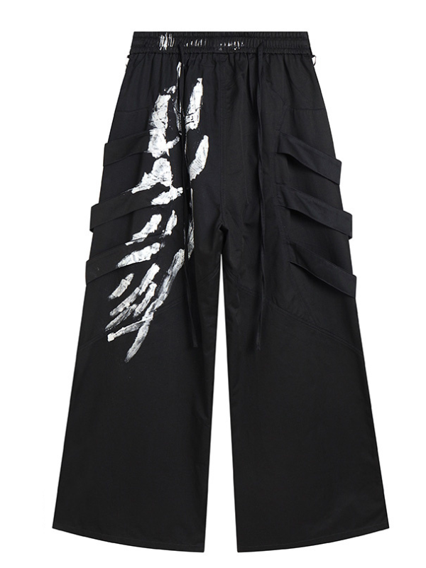 Abstract Graffiti Wide-Leg Pants