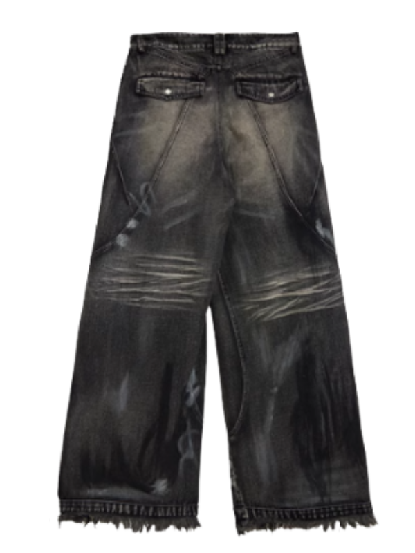 Smoky Black Bleach Black Wide Jeans