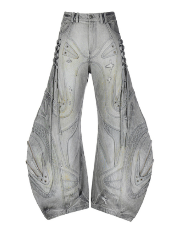 Cyber Carved Sculptural Wide Jeans
