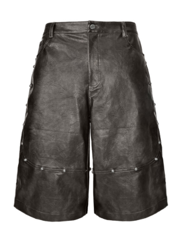 Industrial Studded Leather Wide Shorts