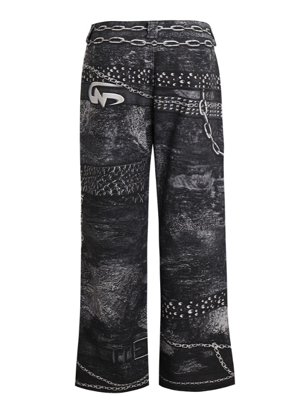 Vampire Chain Printed Wide Denim