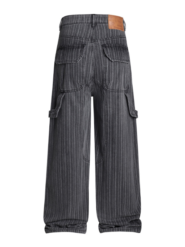 Rework Style Pinstripe Patch Wide Pants