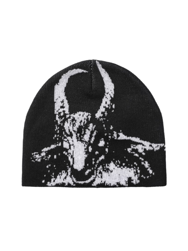 Goat Skull Graphic Beanie