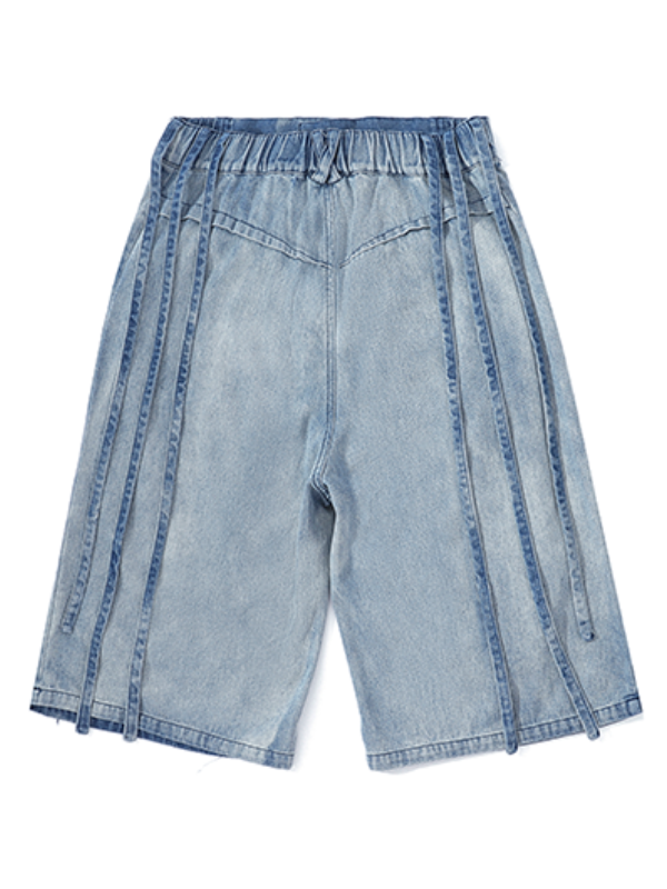 Deconstructed Strap Denim Shorts