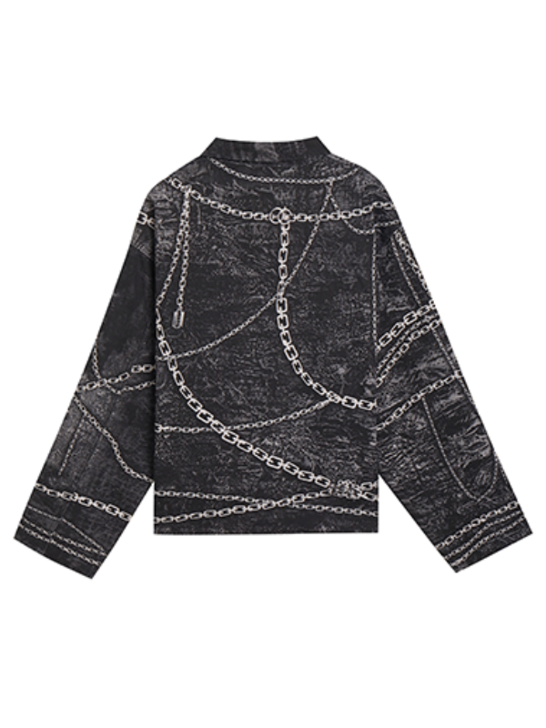Gothic Chain Graphic Zip-Up Jacket