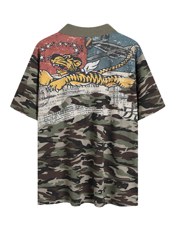 Tiger Back Graphic Camo Polo Shirt