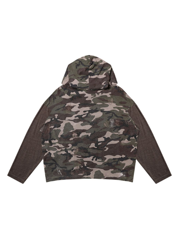 Camo Patch Vintage Zip Hoodie
