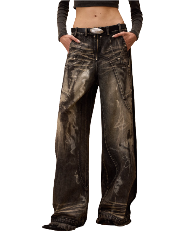 Smoky Black Bleach Black Wide Jeans