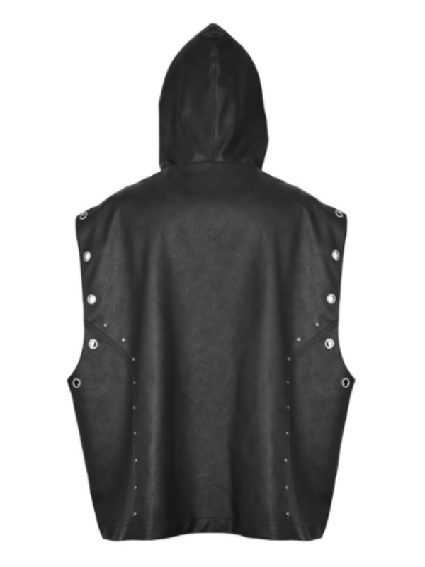 Edge Hooded Leather Vest