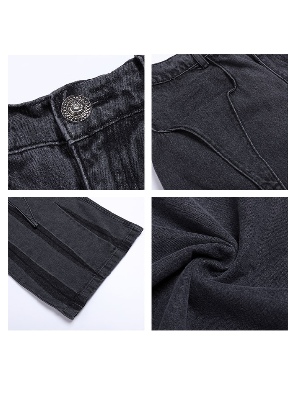 Shadow Stitch Wide-Leg Cargo Denim