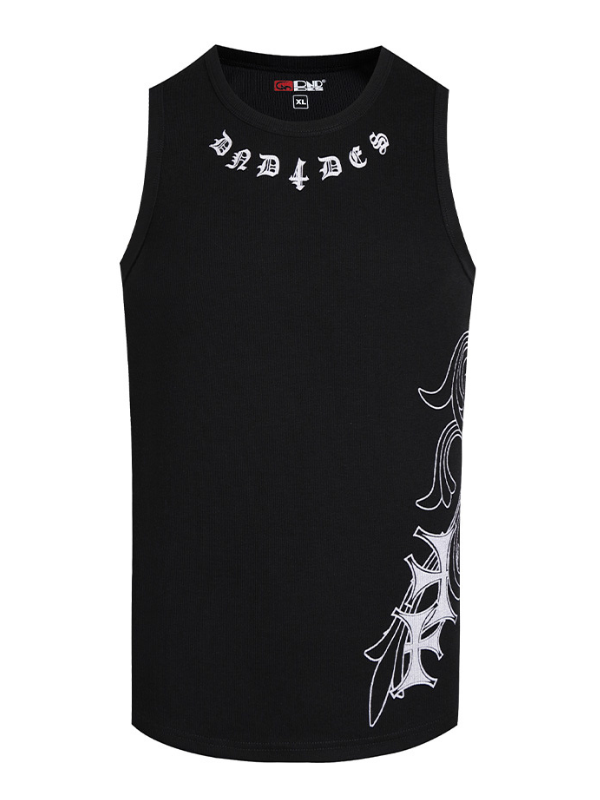 Tribal Spine Graphic Ribbed Tank Top　　
