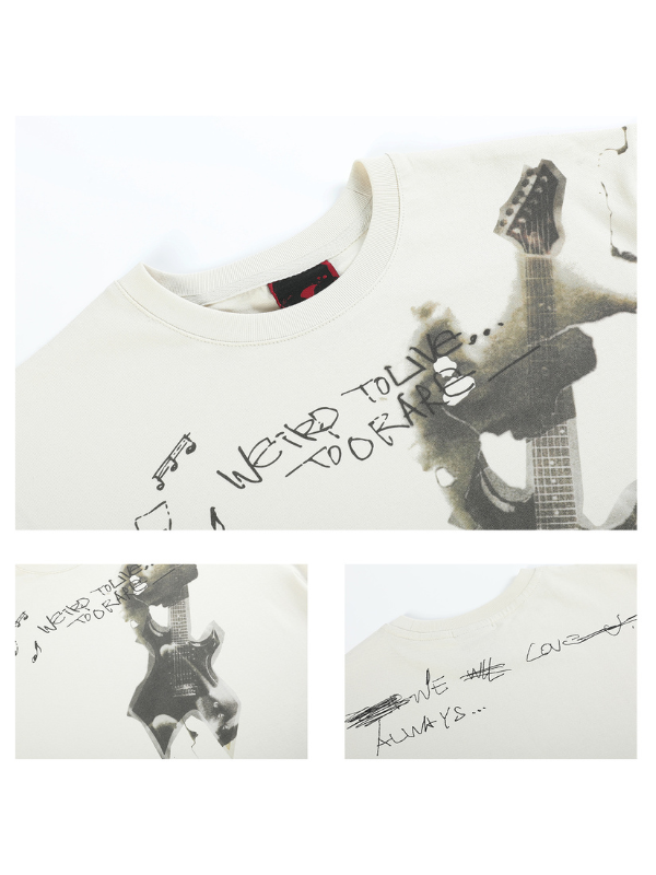 Burnt Guitar Graphic Cotton T-Shirt