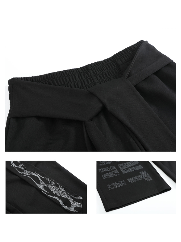 Flight Slogan Boxing Ribbon Flame Sweatpants