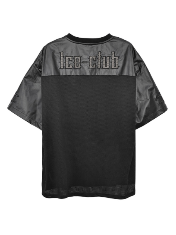 Ice-Club Oversized Mesh & Faux Leather Tshirts