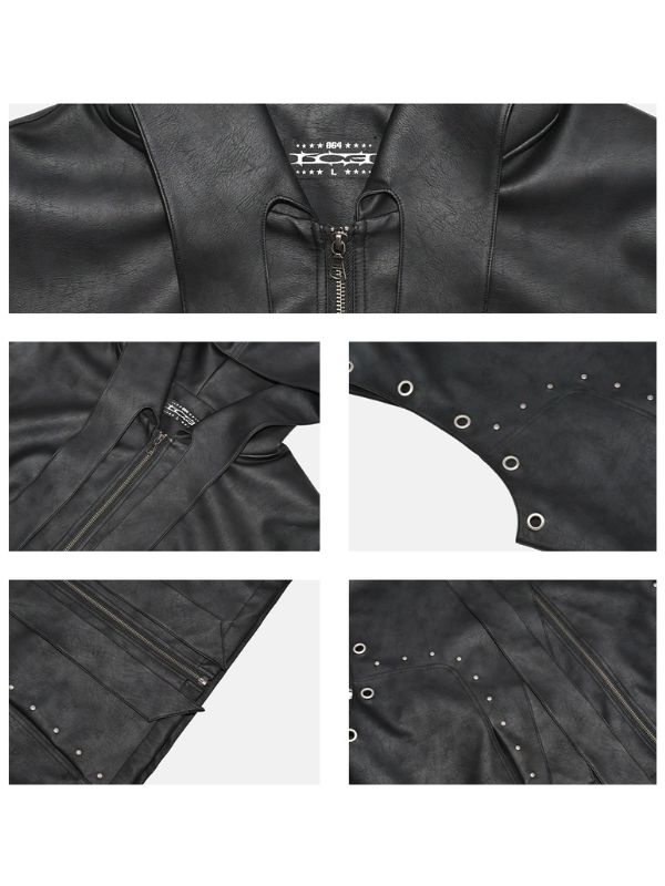 Edge Hooded Leather Vest