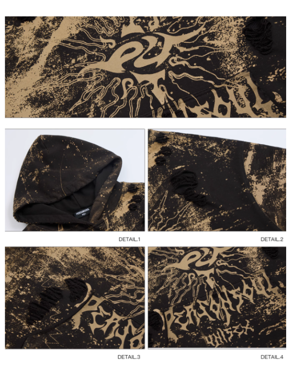 Solar Flare Graphic Destroyed Hoodie
