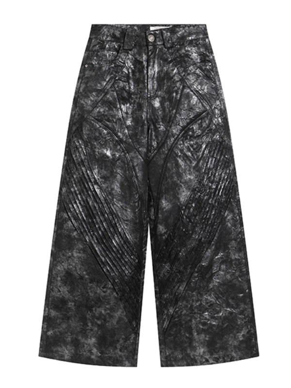 Cracked Texture Wide Pants