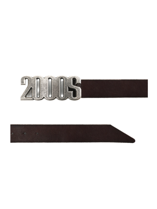 2000s Number Buckle Genuine Leather Belt