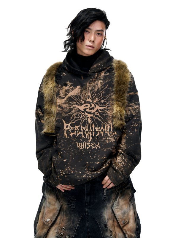 Solar Flare Graphic Destroyed Hoodie