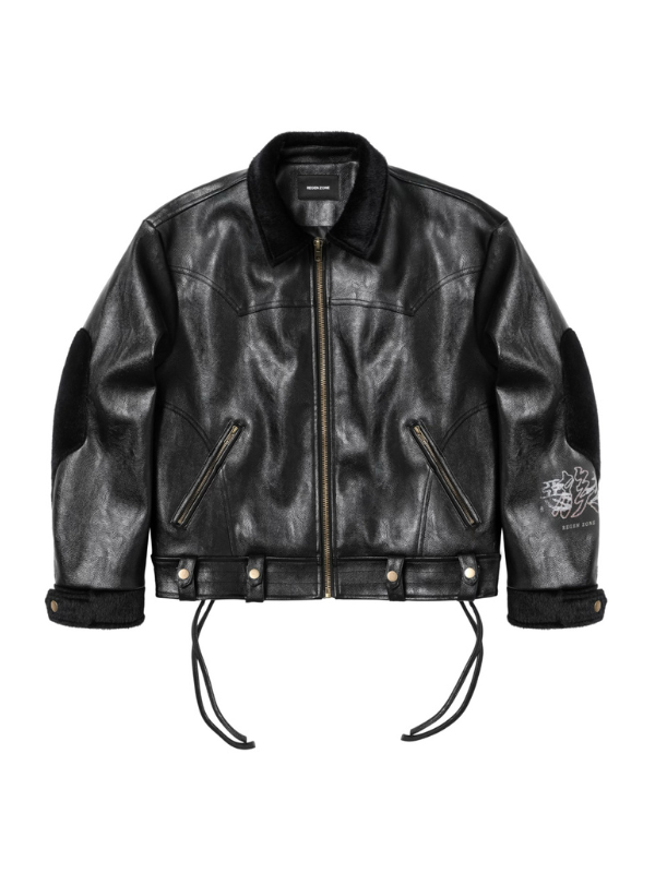 Dragon Embroidered Leather Jacket
