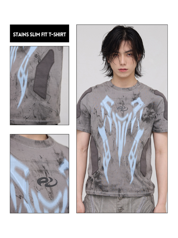 Stains Flame Graphic Slim Fit T-Shirt