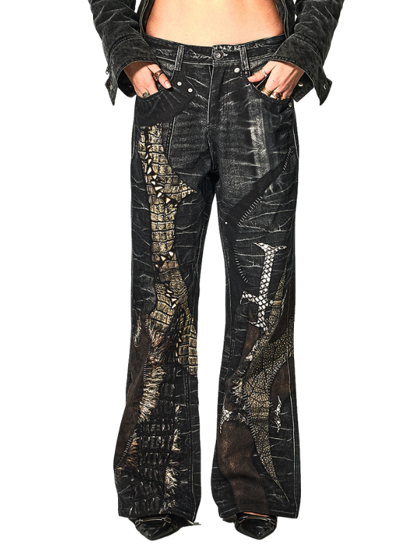 Crocodile Patchwork Jeans