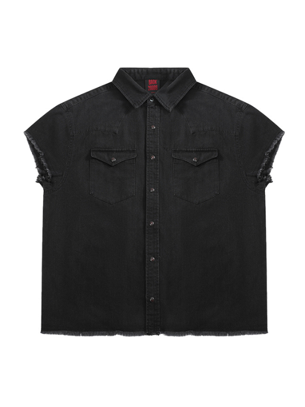 Back 2000s Cut-Off Denim Shirt